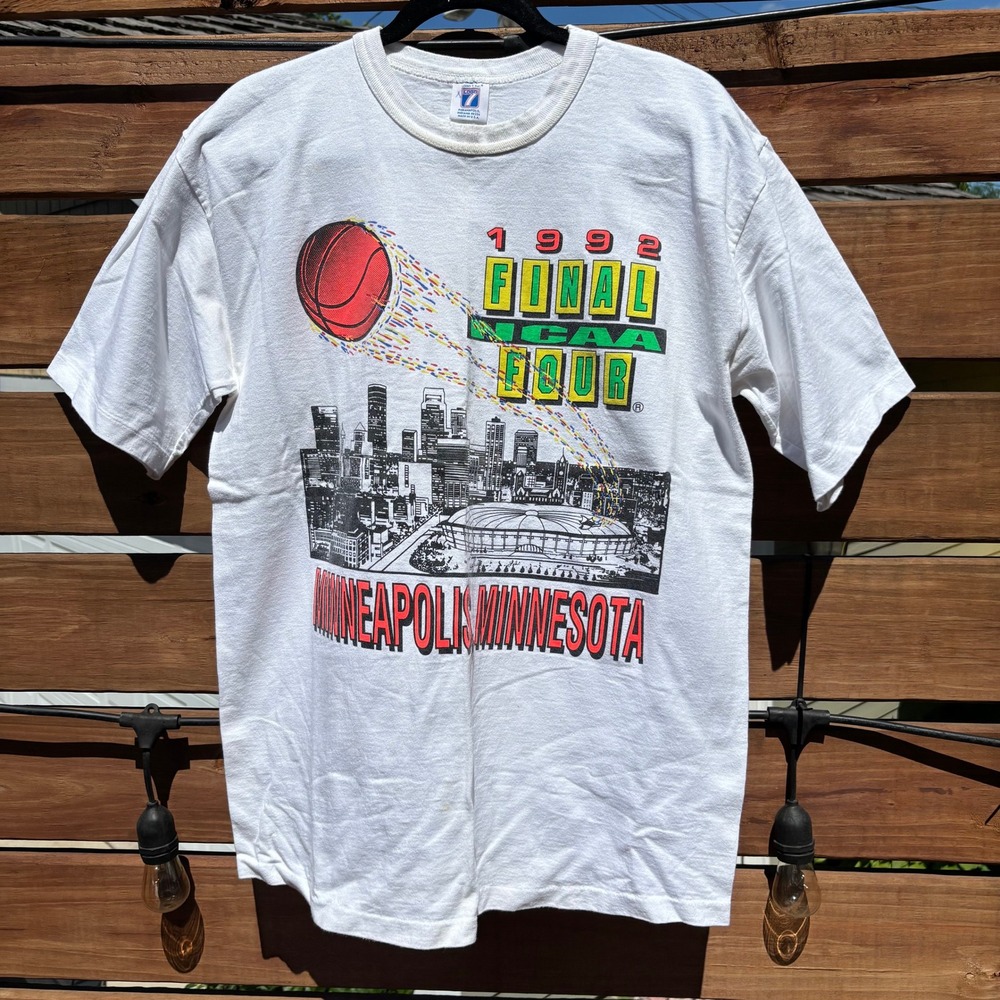 Logo 7 1992 NCAA Final Four T-Shirt Mens L White Vintage Minneapolis Graphic